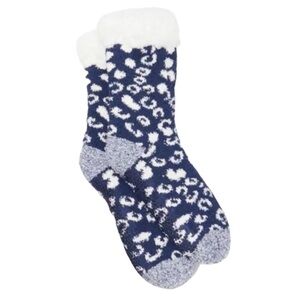 NWT CUDDL DUDS Sherpa Lined Leopard Print Lounge Socks Size 4-10